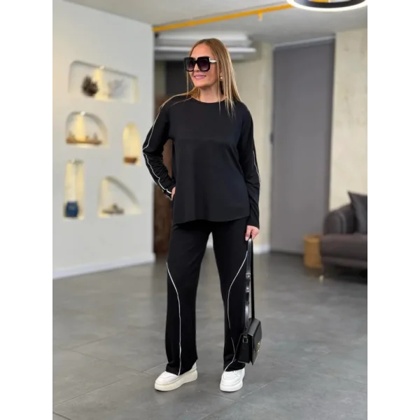 Kadın odal Kumaş Yırtmaç Detaylı Biyeli Ikili Takım