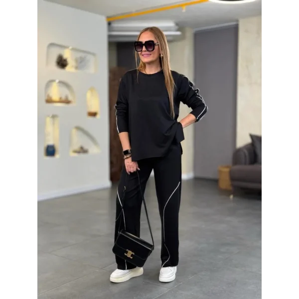 Kadın odal Kumaş Yırtmaç Detaylı Biyeli Ikili Takım