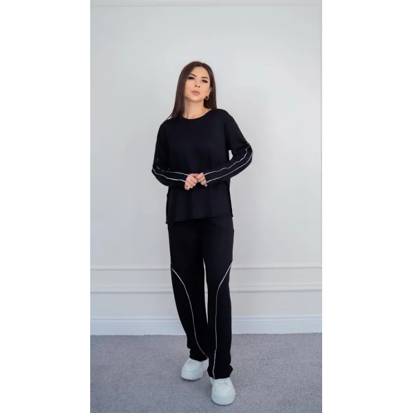 Kadın odal Kumaş Yırtmaç Detaylı Biyeli Ikili Takım