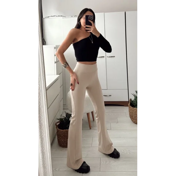 Kadın odal şardonlu Kumaş Ispanyol Paça Yüksek Bel Tayt