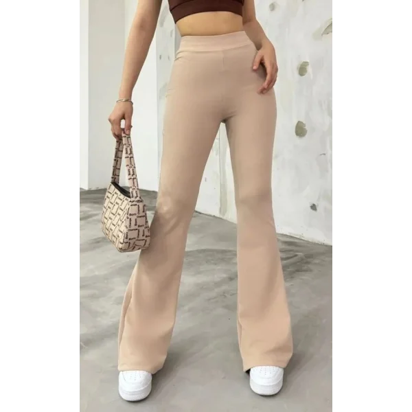 Kadın odal şardonlu Kumaş Ispanyol Paça Yüksek Bel Tayt