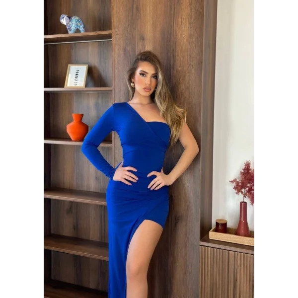 Kadın Omuz Omuz Ve Bacak Dekolteli Fırsat ürün andy Kumaş Elbise