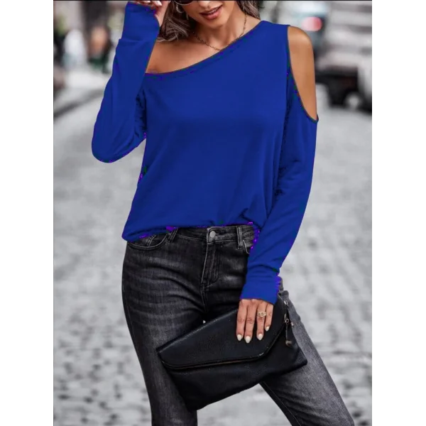 Kadın Omuzdan Açık Askılı Viskon Iki Iplik Bluz