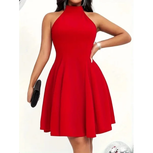 Kadın Omuzlardan Açık Daire Yakalı Janjan Krep Elbise