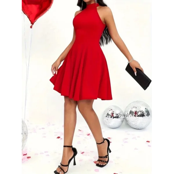 Kadın Omuzlardan Açık Daire Yakalı Janjan Krep Elbise