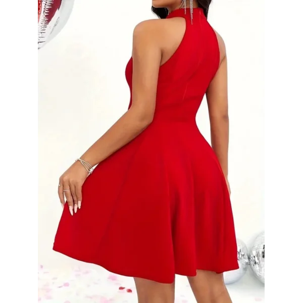 Kadın Omuzlardan Açık Daire Yakalı Janjan Krep Elbise