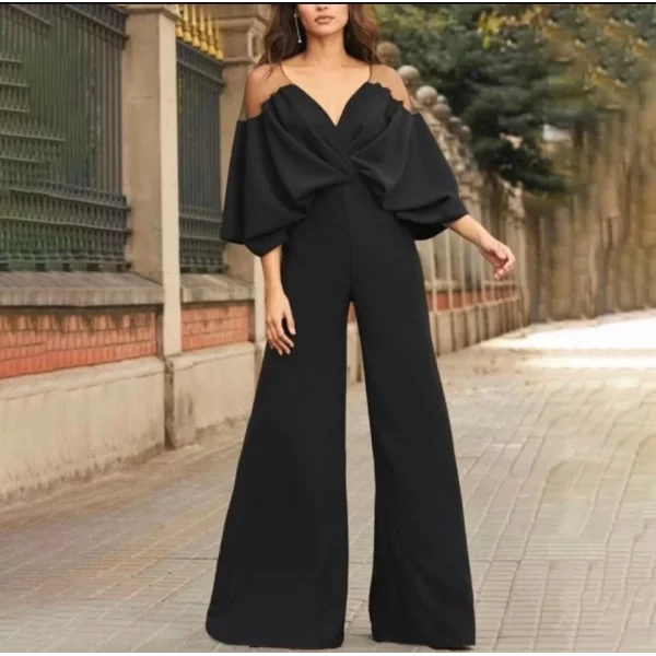 Kadın Omuzları Tül Detay Dökümlü Fırsat ürün Tulum