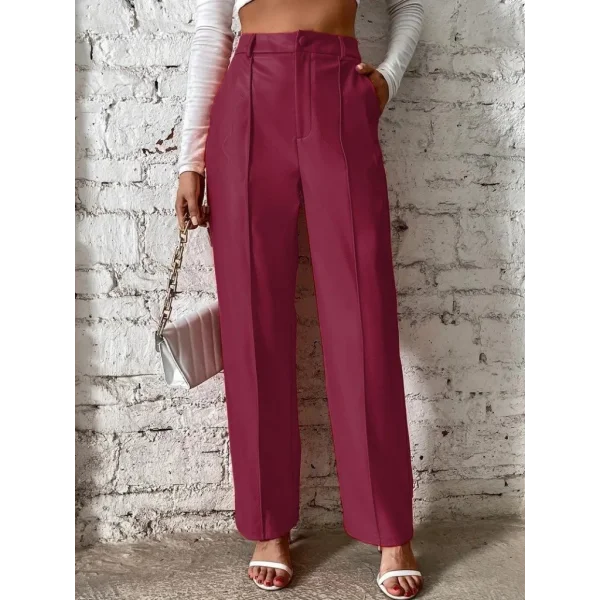 Kadın önden Fermuarlı Cepli Geniş Kesim Lame Deri Pantolon