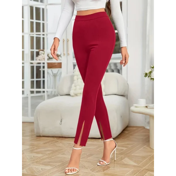Kadın önden Yırtmaçlı Yüksek Bel Ithal Krep Pantolon