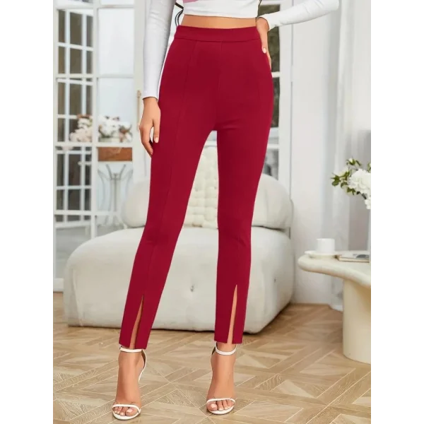 Kadın önden Yırtmaçlı Yüksek Bel Ithal Krep Pantolon