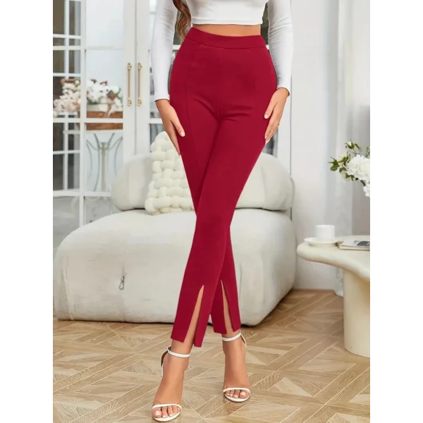 Kadın önden Yırtmaçlı Yüksek Bel Ithal Krep Pantolon