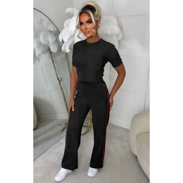 Kadın Ottoman Kumaş şerit Detaylı Ikili Takım