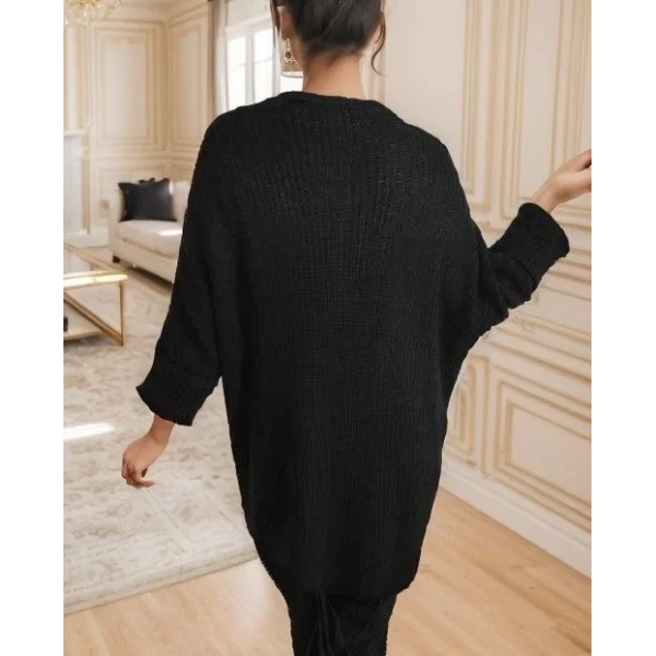 Kadın Oversize Kalıp Cep Detay Salaş Triko Hırka