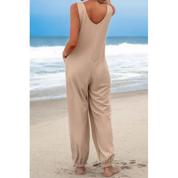 Kadın Paçası Lastikli Sıfır Kol Elegant Tulum