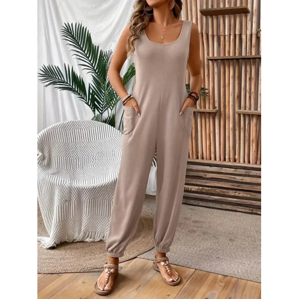 Kadın Paçası Lastikli Sıfır Kol Elegant Tulum