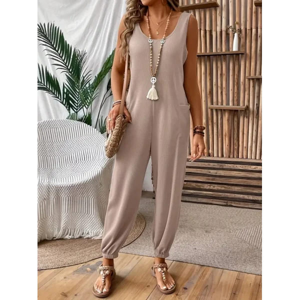 Kadın Paçası Lastikli Sıfır Kol Elegant Tulum