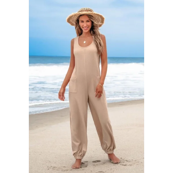 Kadın Paçası Lastikli Sıfır Kol Elegant Tulum