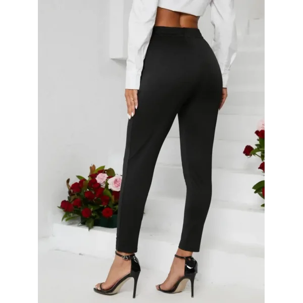 Kadın Pile Detay Beli Lastikli Günlük Slim Fit Viskon Iki Iplik Pantolon