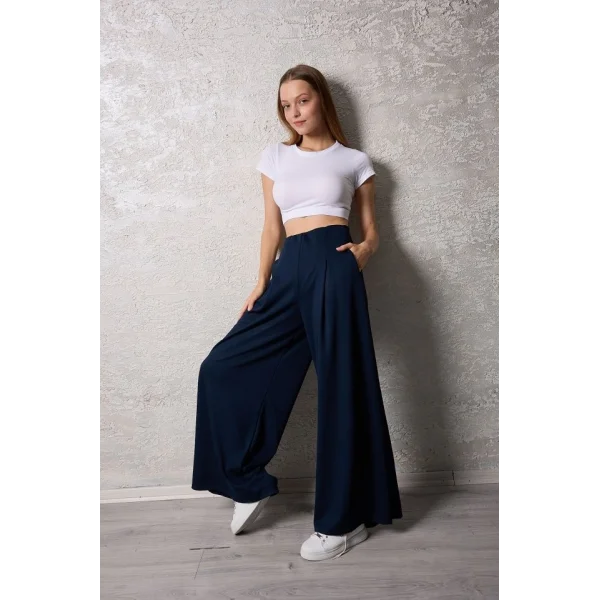 Kadın Pileli Gizli Cep Detay Salaş Pantolon