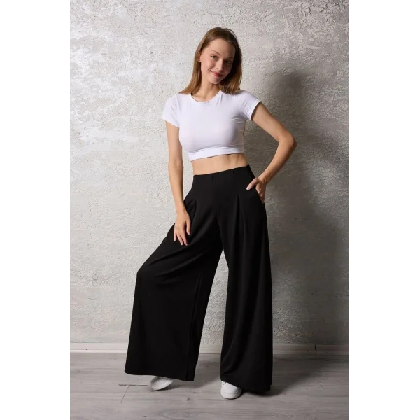 Kadın Pileli Gizli Cep Detay Salaş Pantolon