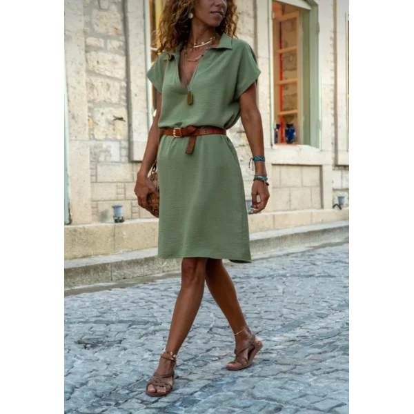 Kadın Polo Yaka Detaylı Aerobin Kumaş Elbise