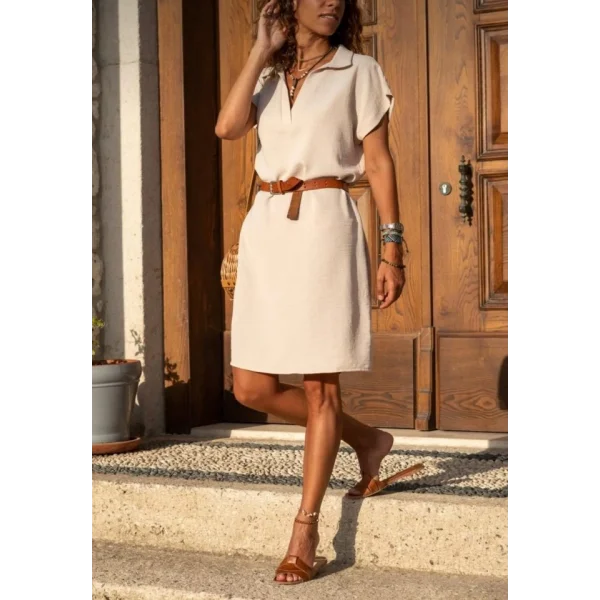 Kadın Polo Yaka Detaylı Aerobin Kumaş Elbise