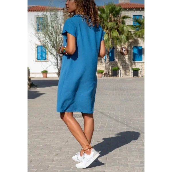 Kadın Polo Yaka Detaylı Aerobin Kumaş Elbise