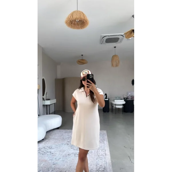 Kadın Polo Yaka Mini Elbise