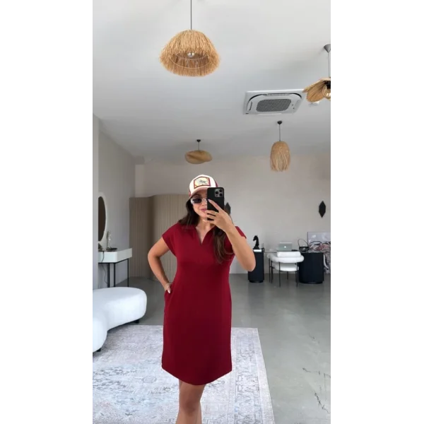 Kadın Polo Yaka Mini Elbise