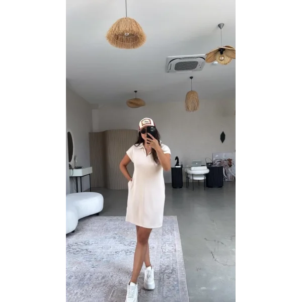 Kadın Polo Yaka Mini Elbise