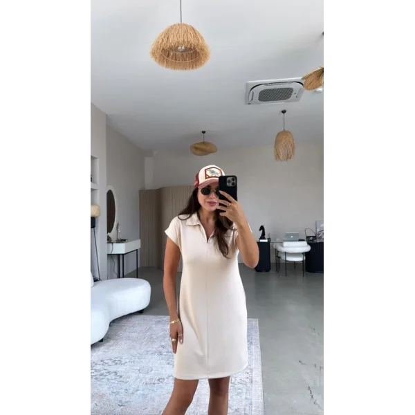 Kadın Polo Yaka Mini Elbise