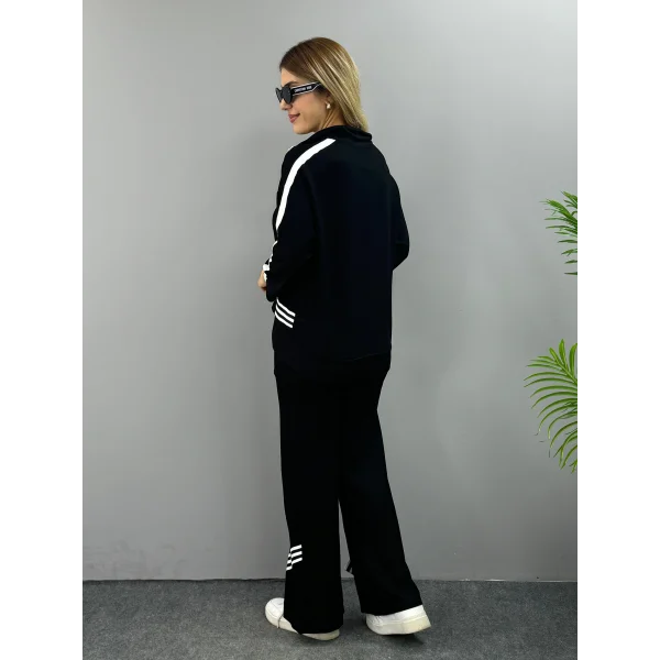 Kadın Polo Yaka Paça Yırtmaçlı Ribanalı İkili Takım