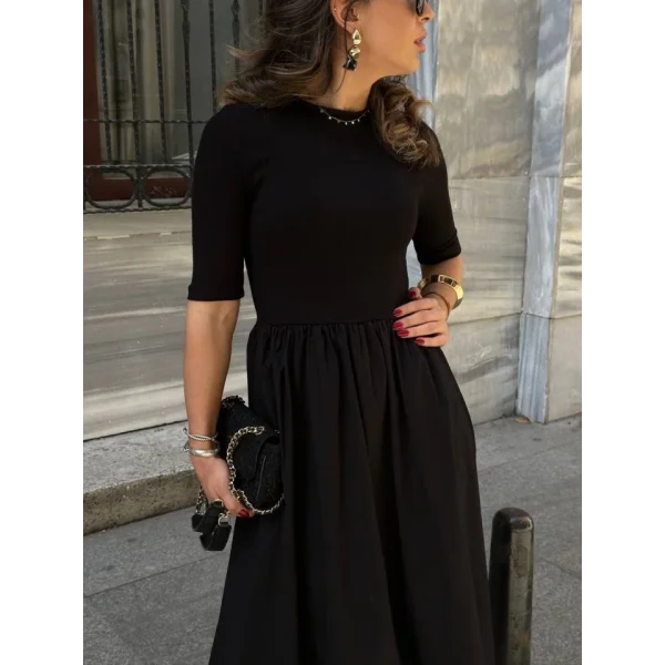 Kadın Poplin Kumaş Cepli Maxi Boy Elbise