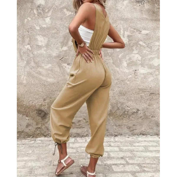 Kadın Poplin Kumaş Likralı Askılı Tulum