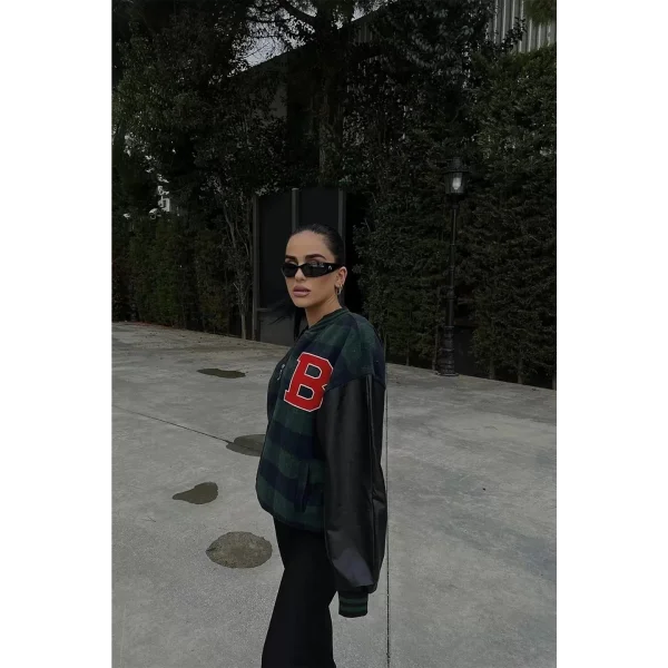 Kadın Pötikare Desen Nakışlı Kolej Ceket - Haki