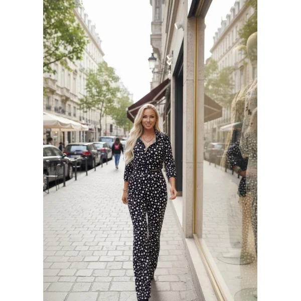 Kadın Puantiye Detay Kadife Kumaş Hırka Pantolon Ikili Takım