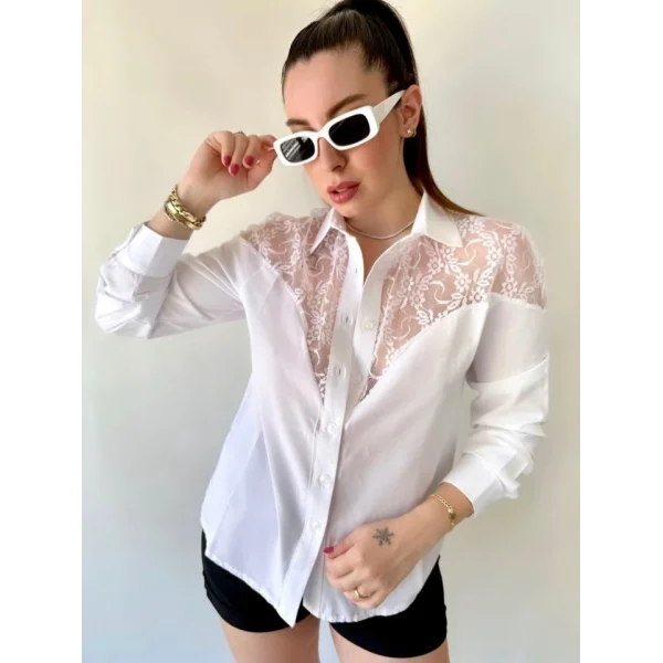 Kadın Püskül Detay Poplin Gömlek Bluz Fırsat Ürün