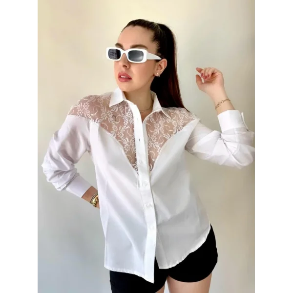 Kadın Püskül Detay Poplin Gömlek Bluz Fırsat Ürün