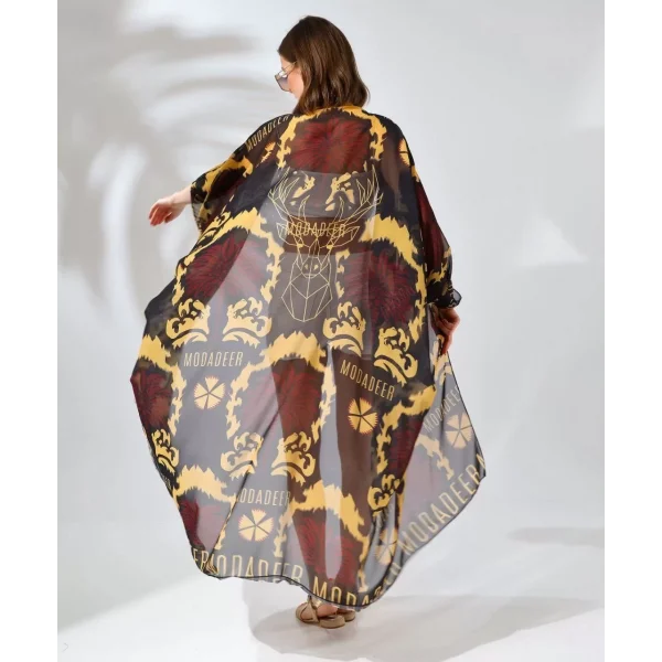 Kadın Rahat Kesim Şifon Kimono - Kahve