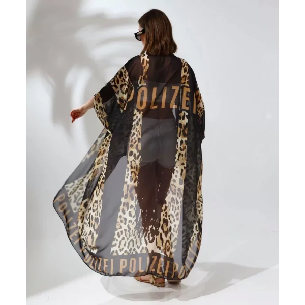 Kadın Rahat Kesim Şifon Kimono - Leopar