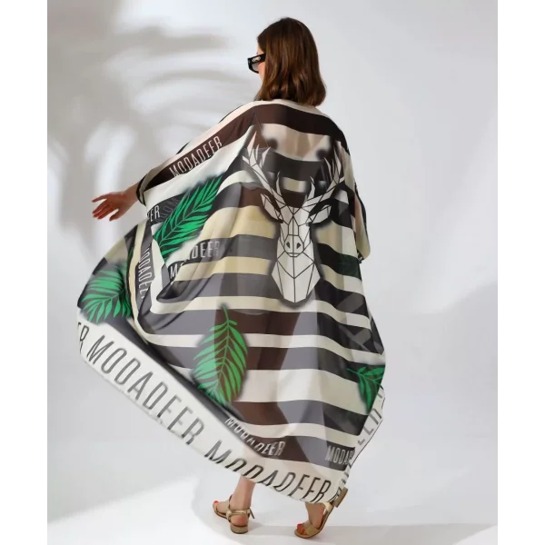 Kadın Rahat Kesim Şifon Kimono - Yeşil