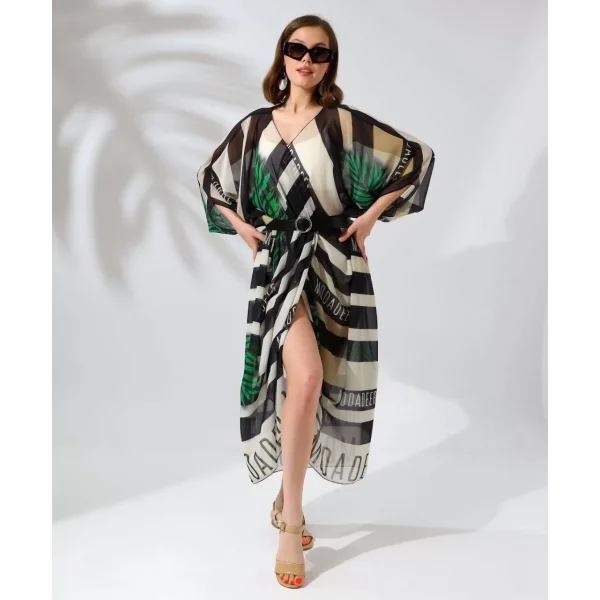 Kadın Rahat Kesim Şifon Kimono - Yeşil