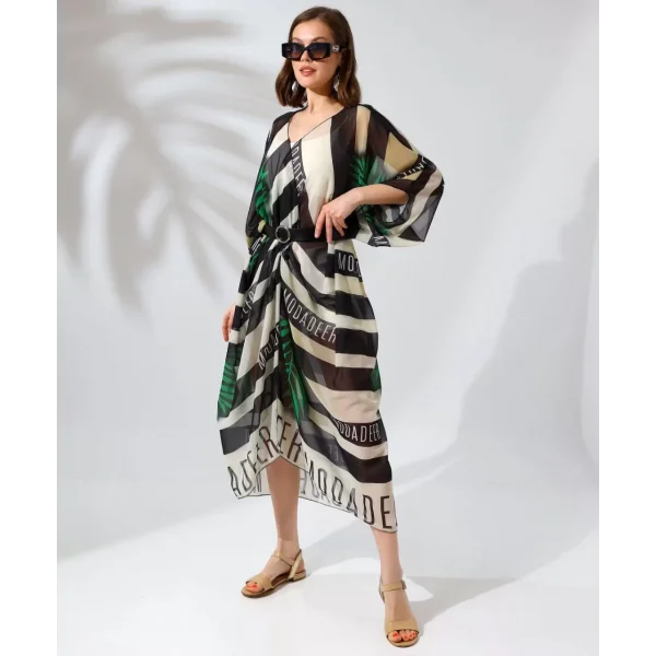 Kadın Rahat Kesim Şifon Kimono - Yeşil