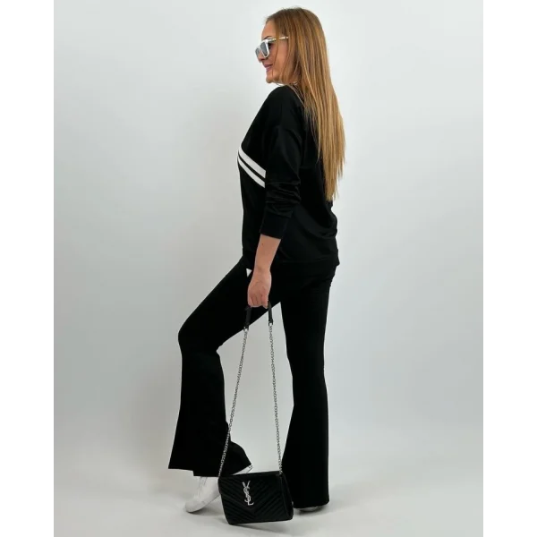 Kadın Ribana Detay Bluz Ve Ispanyol Paça Yırtmaçlı Pantolon Ikili Takım