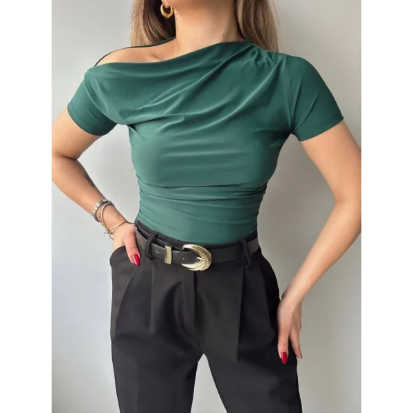 Kadın Sandy Kumaş Düşük Omuz Bluz