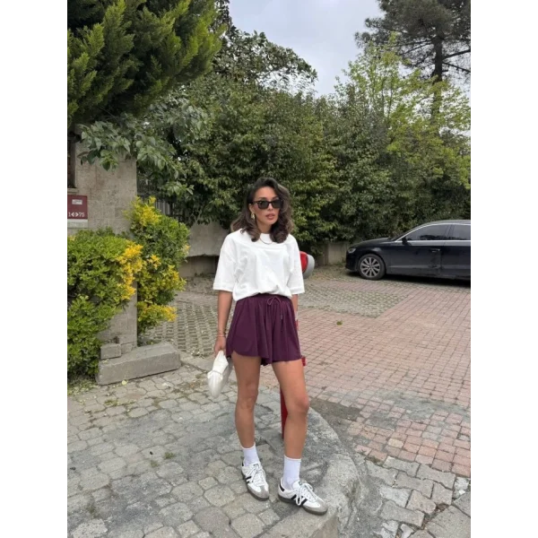 Kadın Sandys Kumaş Bağıcık Detaylı şort