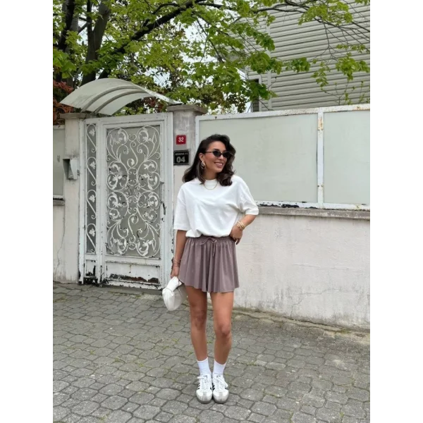 Kadın Sandys Kumaş Bağıcık Detaylı şort