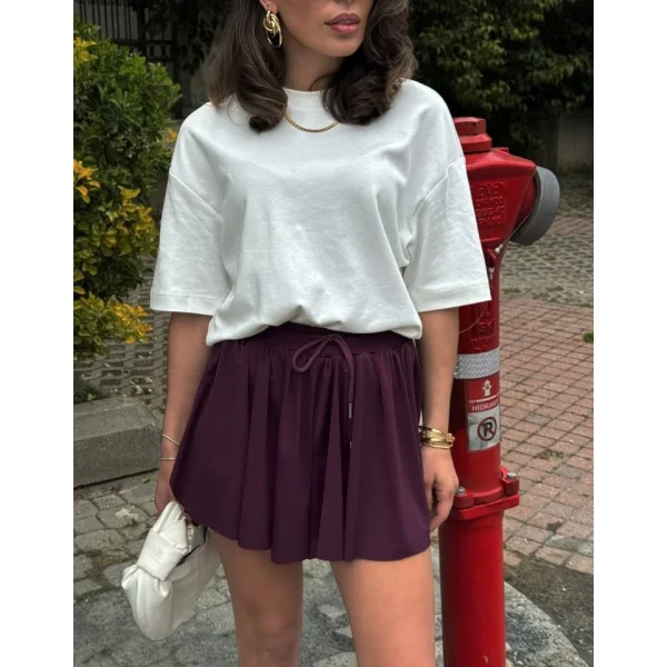 Kadın Sandys Kumaş Bağıcık Detaylı şort