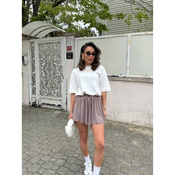 Kadın Sandys Kumaş Bağıcık Detaylı şort