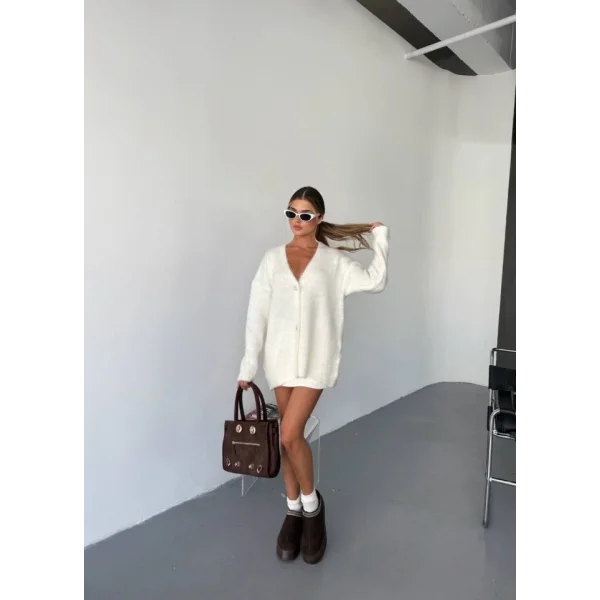 Kadın şardonlu Uzun Triko Hırka